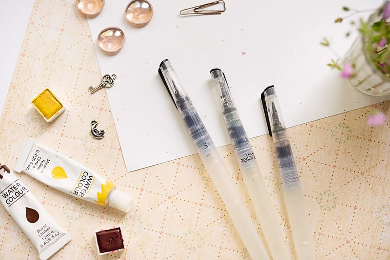 water brushes on a table