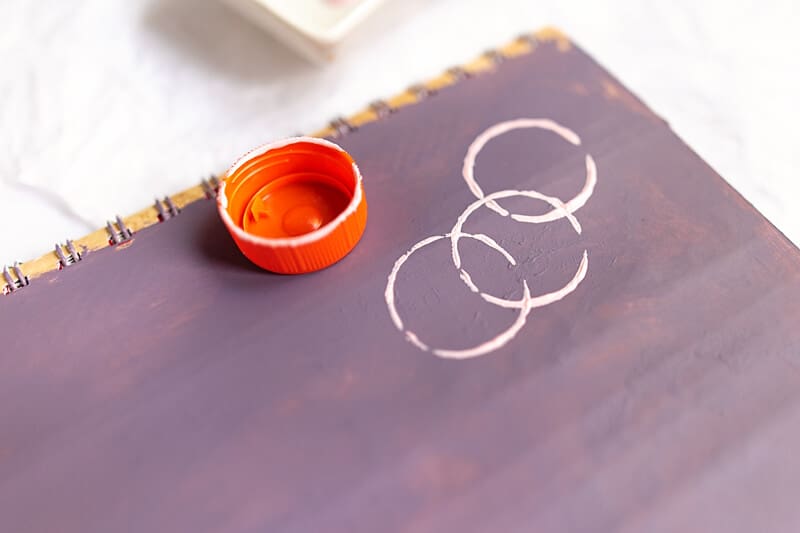 bottle cap marks with acrylic paint