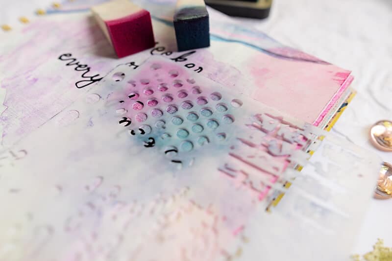 making art with a make up sponge