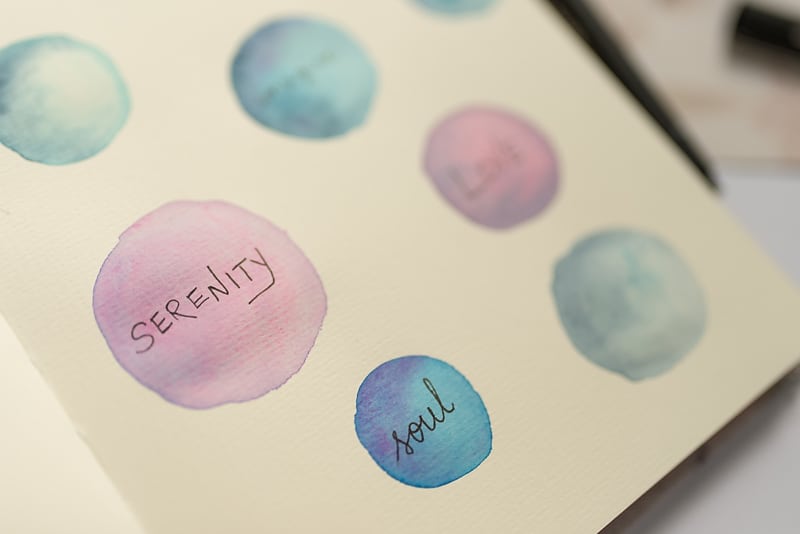 WATERCOLOR CIRCLES WITH WORDS