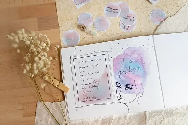 art journal page with a journaling card