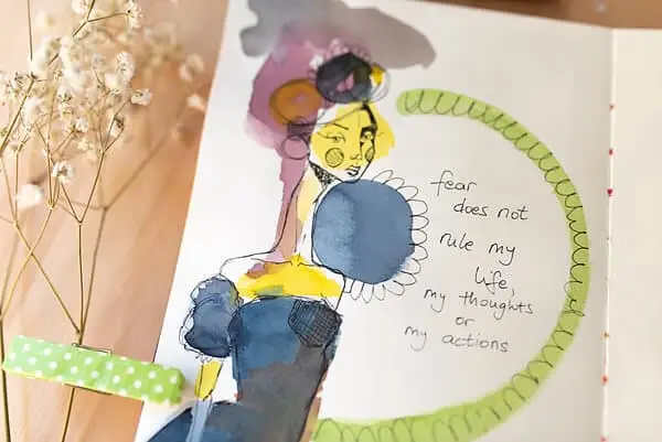 ART JOURNAL PAGE WITH A WATERCOLOR GIRL