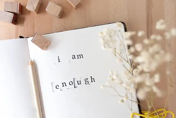 I AM ENOUGH AFFIRMATION ON A PAGE