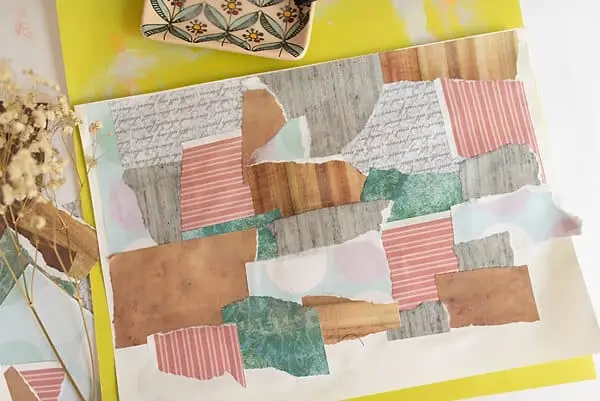 collaged sheet of paper