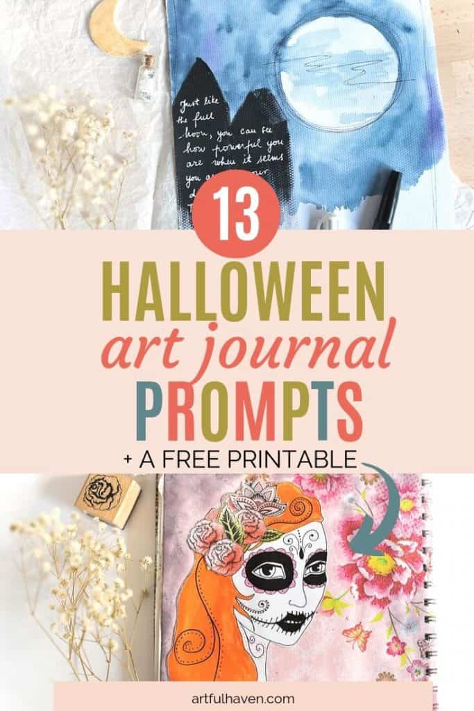 halloween art journal prompts