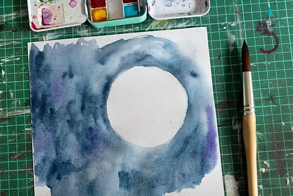 FULL MOON PAINTED IN WATERCOLOR