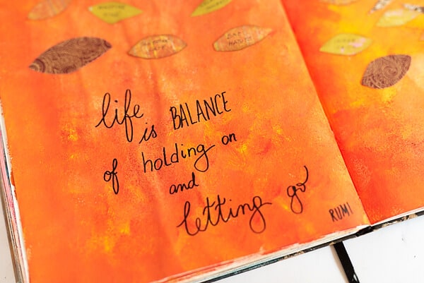 FALL QUOTE ON AN ART JOURNAL PAGE