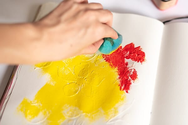 blending acrylic paint with a sponge