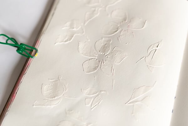 textured flowers on a journal page