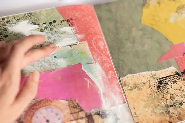 finger painting on collage background