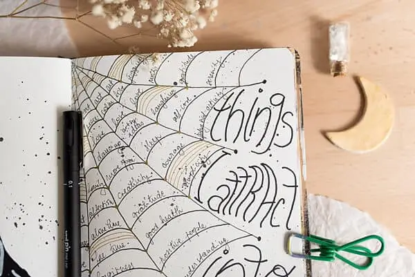 drawing of a spider wen with words