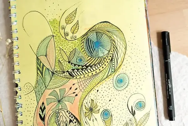 doodles with fine liner pen