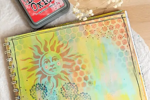 journal page with ink and stencil