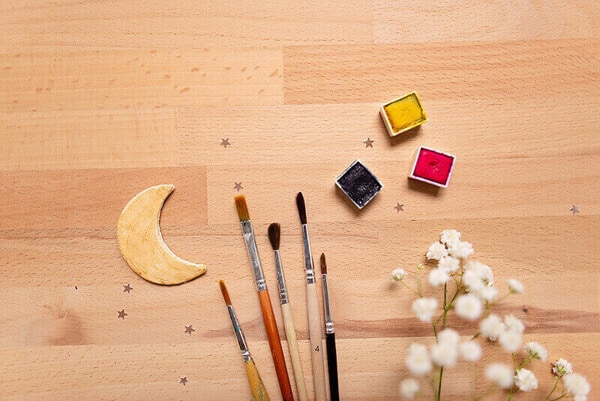 paintbrushes on a table