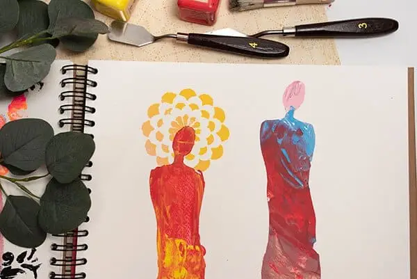 art journal page painted with acrylic paint