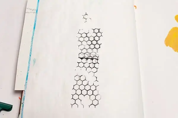 a stamped image using black acrylic paint