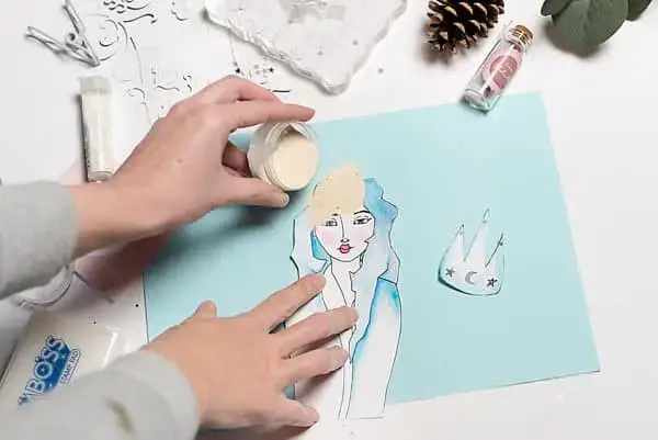 embossing on a painted girl