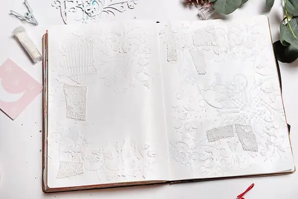 textured mixed media art journal spread