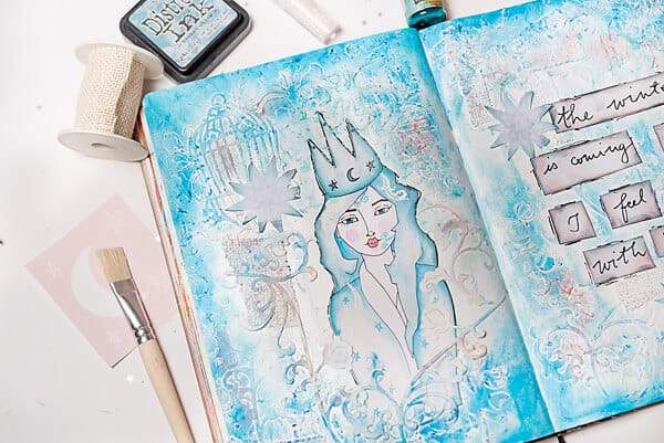 Mixed Media Art Journaling: Winter Wonderland Art Journal Page