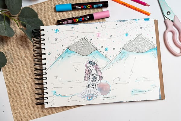 winter art journal prompt: mountain tops