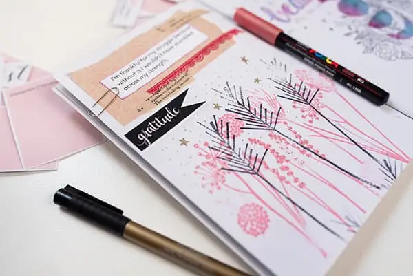 gratitude art journal page