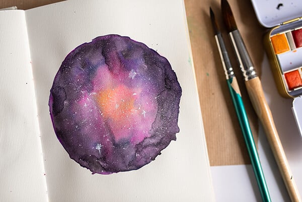 finished galaxy painting with stars