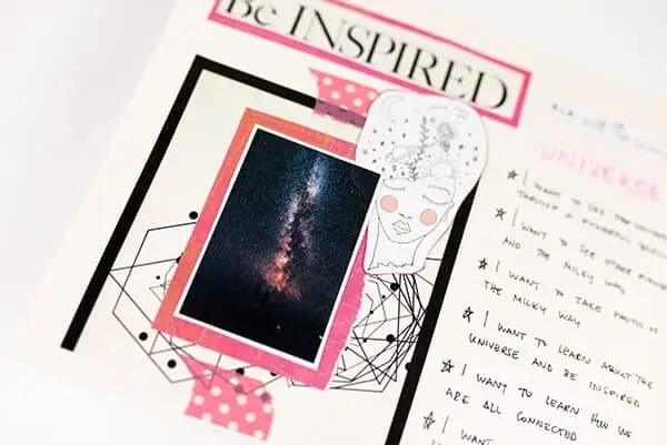 close up of art journal page