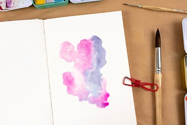 watercolor blob on art journal page