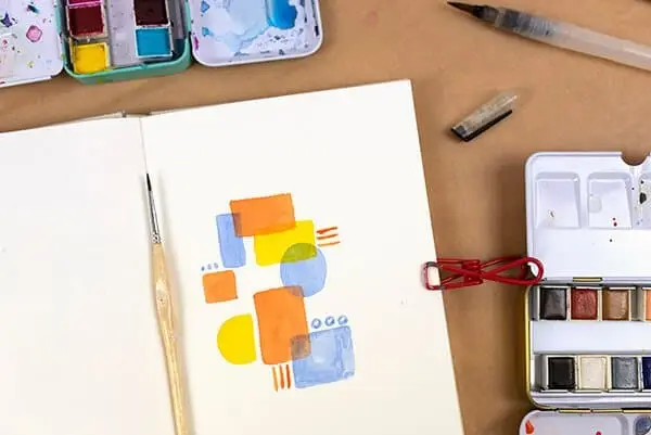 watercolor shapes on a apge