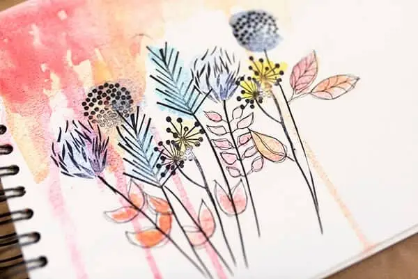 finished watercolor flowers