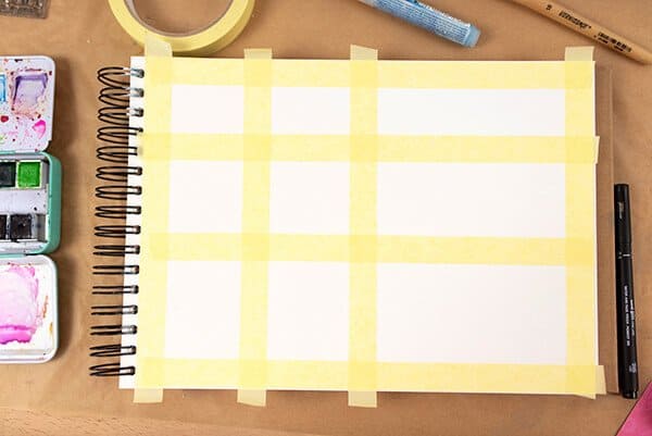 masking tape in an art journal