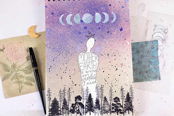 size contrast on art journal page