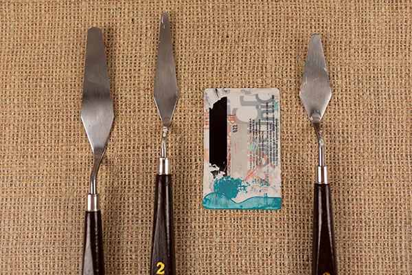 palette knives and a credit card