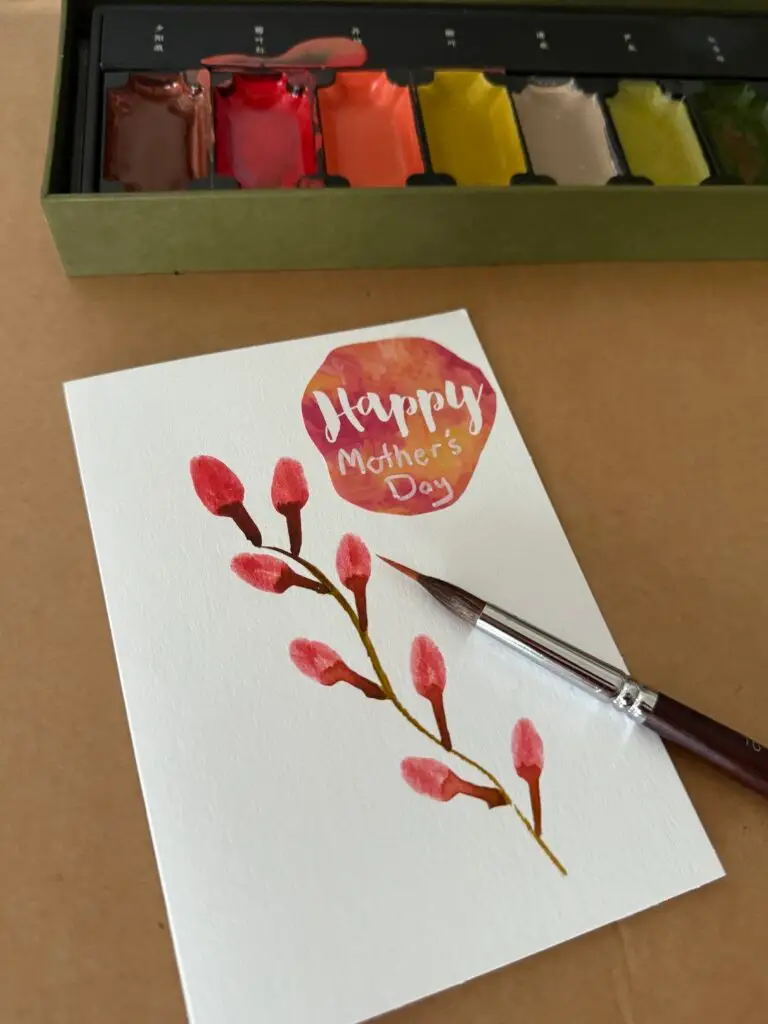 handmade Mother's Day card with two easy brush strokes