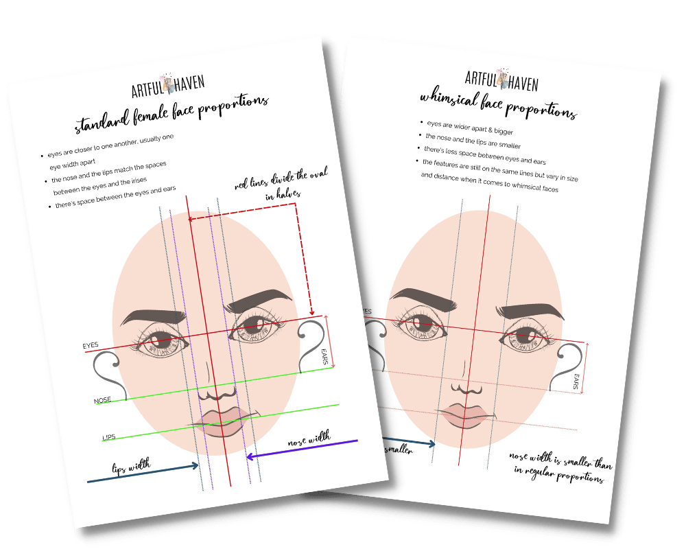 female face drawing proportions