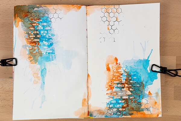 relief paste and watercolor art journal