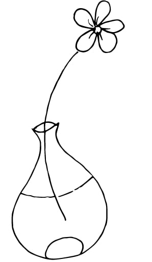 a flower in a vase drawing