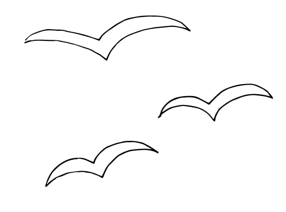 three simple birds drawing