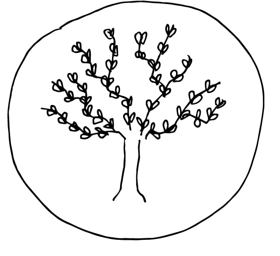 tree drawing in a circle