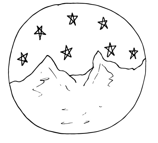 moutains and stars doodle