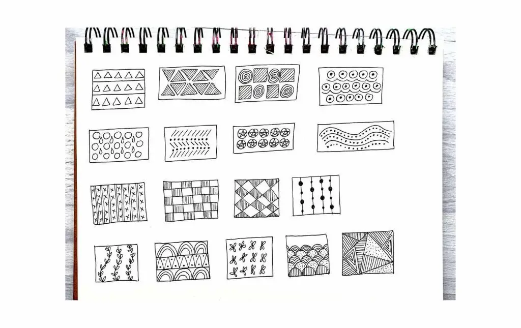 cool patterns in a sketchbook