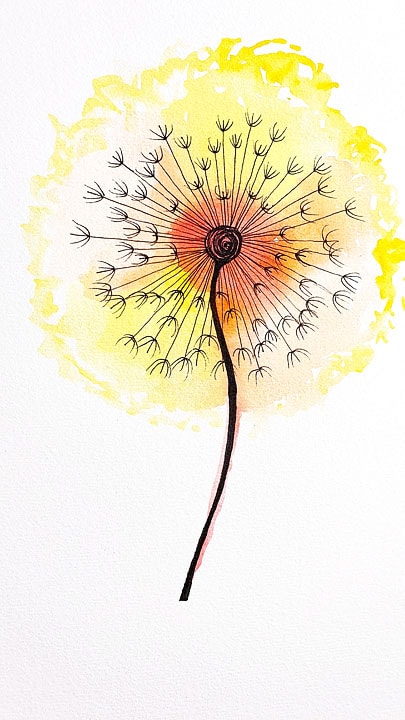 dandelion in watercolor