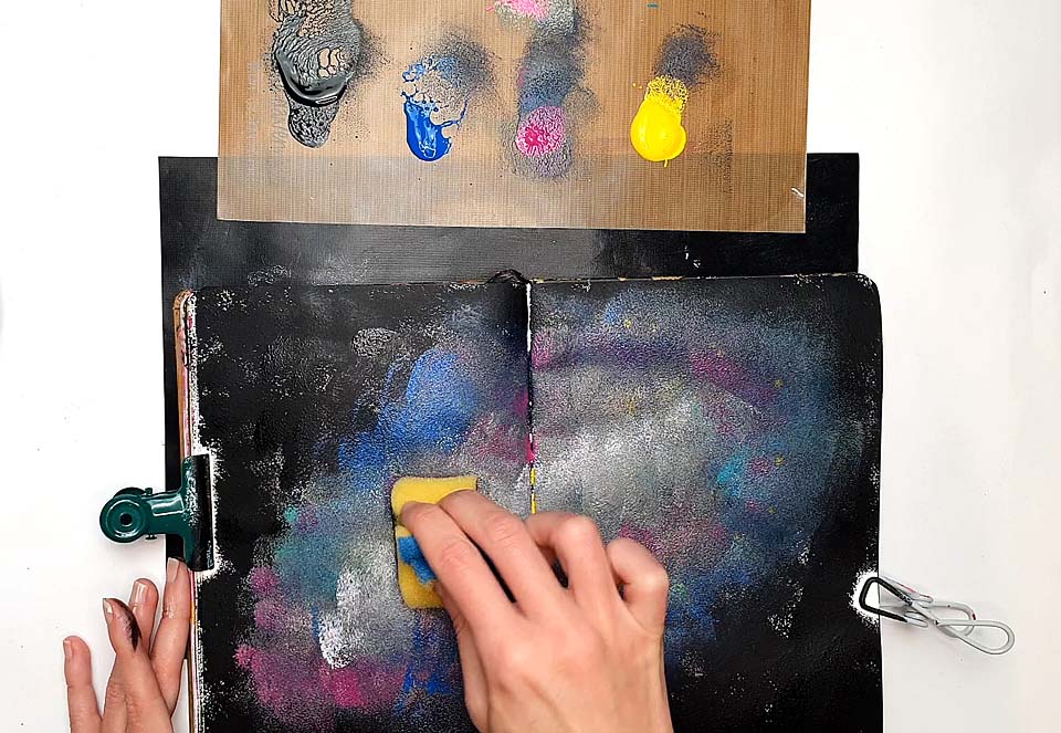 painting with acrylic paint and sponge