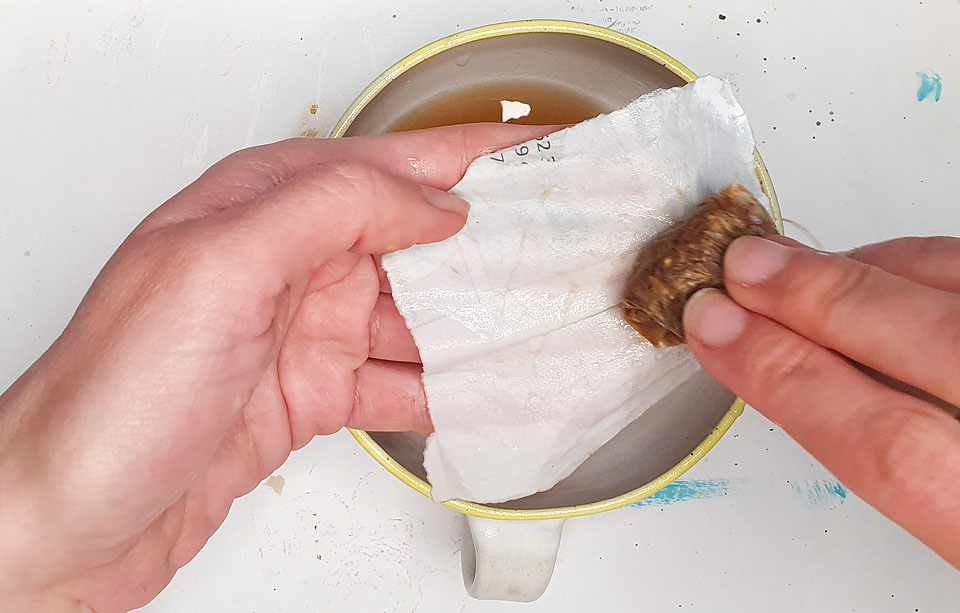 painting paper with tea