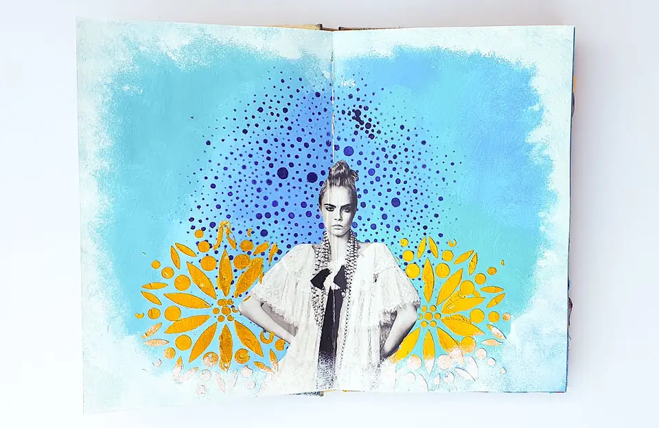 art journal spread with texture