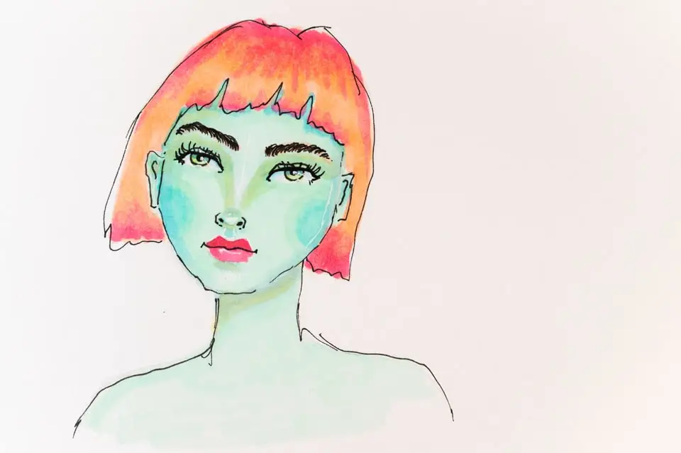 whmsical face with markers