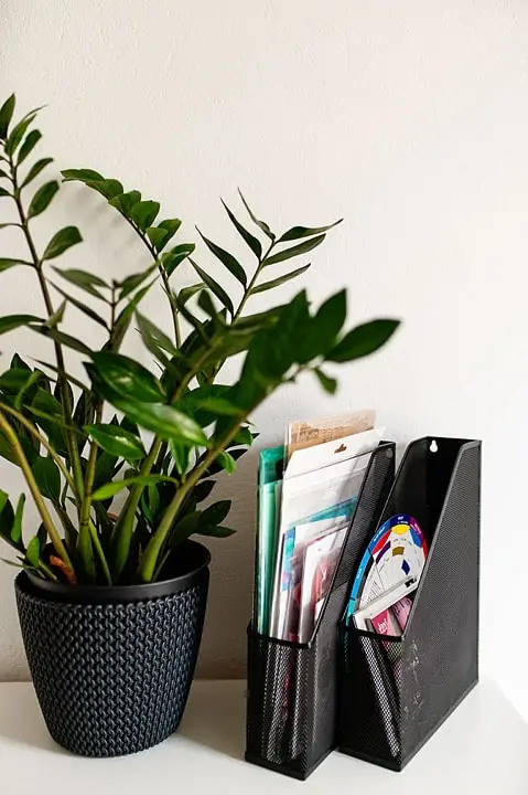 paper organizer on a desk