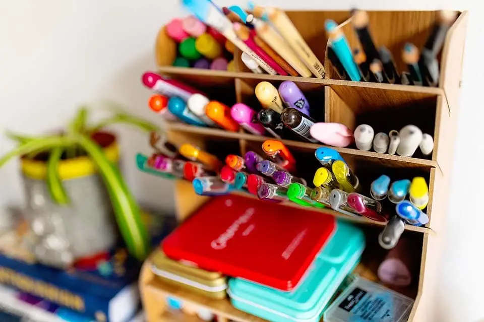 pens in a pen organizer
