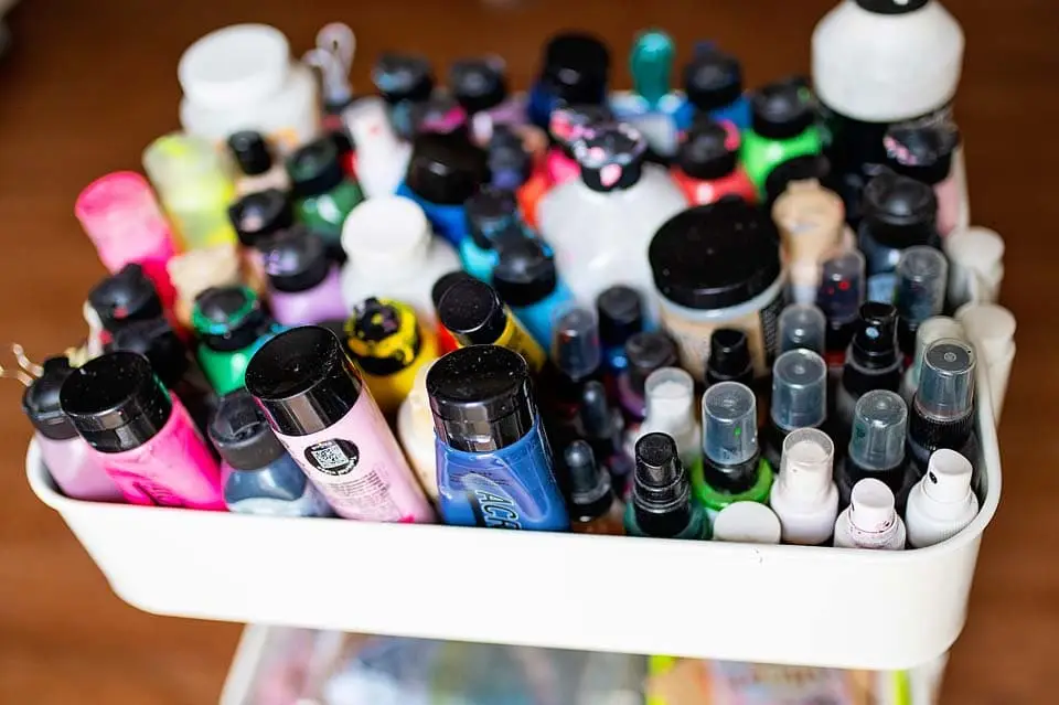 acrylic paint on a utility cart