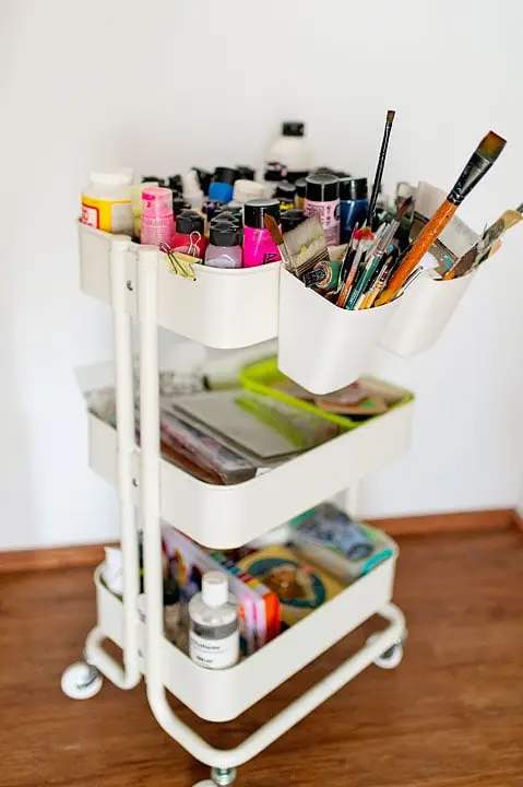 white rolling utility cart